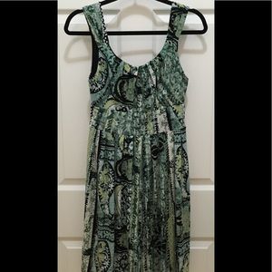 Dress Barn Green Abstract Floral & Moon Dress (4)